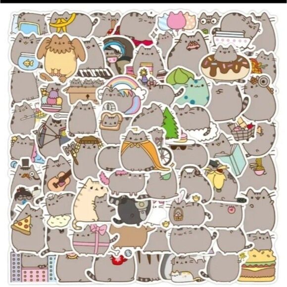 Big gray cat sticker bundle set of stationary decorations cartoon feline - Picture 1 of 9